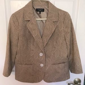 Talbots tan 3/4 sleeve embossed jacket